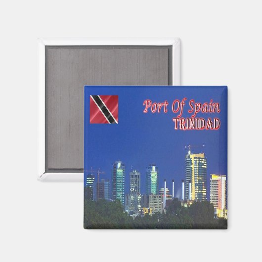 ZTT005 TRINIDAD, Skyline, Port of Spain, Fridge Magneet (Voorkant / Achterkant)