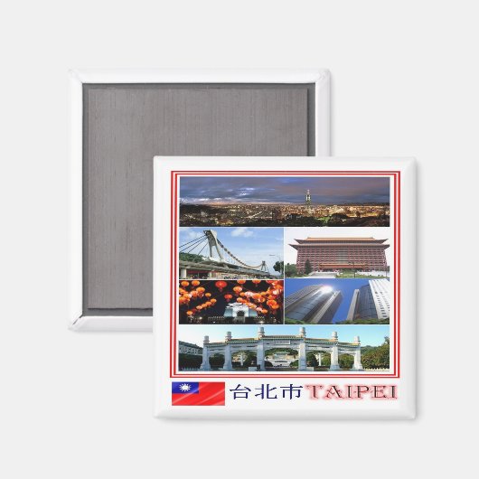 zTW009 TAIPEI, Mosaic, Taiwan Formosa, Fridge Magneet (Voorkant / Achterkant)
