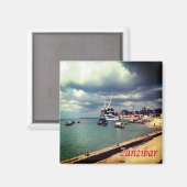 zTZ007 ZANZIBAR, Ferry Docked, Tanzania, Fridge Magneet (Voorkant / Achterkant)