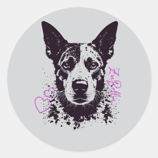 ZuBella Blue Heeler Hondenliefhebbers Ronde Sticker (Voorkant)