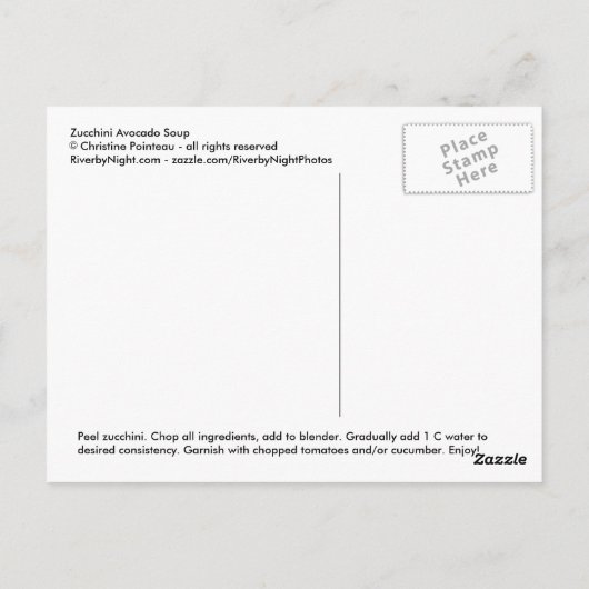 Zucchini Avocado Soup Briefkaart (Achterkant)
