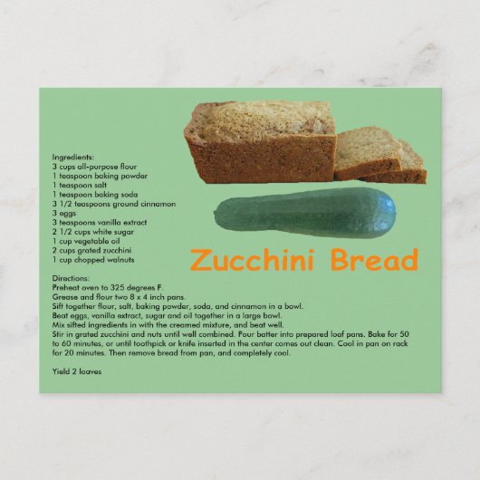 Zucchini Bread Recipe Briefkaart (Voorkant)