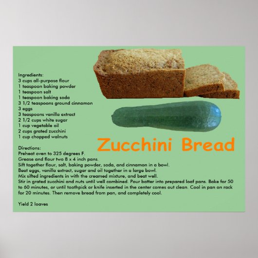 Zucchini Bread Recipe Print (Voorkant)