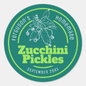 Zucchini plukt groen wit etiket van de pot (Voorkant)