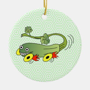 Zucchini Race Car Keramisch Ornament