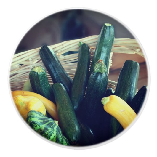 Zucchini Summer Squash Gourds Vegetables Keramische Knop (Voorkant)