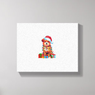 Zuchon-hond lelijke kerstlichtjes kerstmannenhoed canvas afdruk