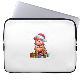 Zuchon-hond lelijke kerstlichtjes kerstmuts Zuchon Laptop Sleeve