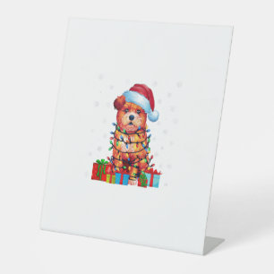 Zuchon Hond Lelijke Xmas Lights Santa Hat Zuchon H Reclamebord Met Voetstuk