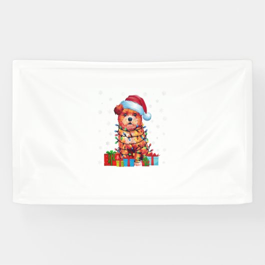 Zuchon Hond Lelijke Xmas Lights Santa Hat Zuchon H Spandoek (Horizontaal)