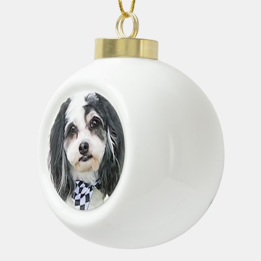 Zuchon Portrait Keramische Bal Ornament (Rechts)