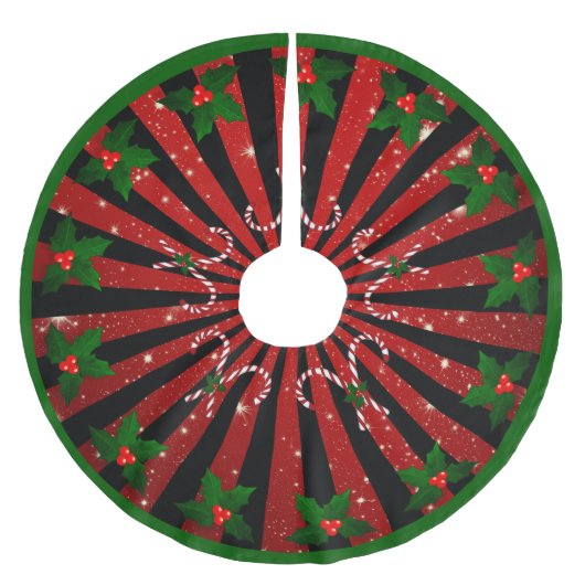 Zuckerstangen Mistel Schneeflocken Rot Grün Kerstboom Rok (Voorkant)