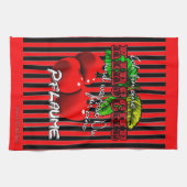 Zuckersüße rote Kirschen mit lustigen Spruch Theedoek (Horizontaal)