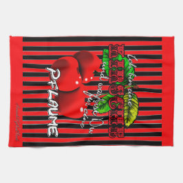 Zuckersüße rote Kirschen mit lustigen Spruch Theedoek