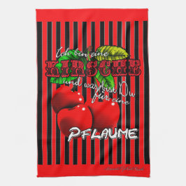 Zuckersüße rote Kirschen mit lustigen Spruch Theedoek