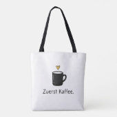 Zuerst Kaffee Black Mug Cute Heart Tote Bag (Achterkant)
