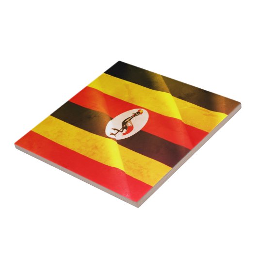 zUG002 OGANDA, Wapperende Vlag. Afrika, Tegeltje (Zijkant)