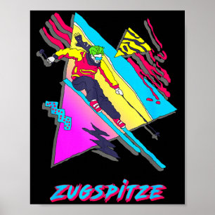 Zugspitze retro ski skiër skidesign geïnspireerd poster