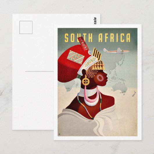 Zuid-Afrika, Afrikaanse vrouw, luchtvaart Briefkaart (Voorkant / Achterkant)