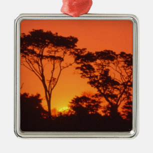 Zuid-Afrika.  Afrikaanse zonsondergang. Metalen Ornament