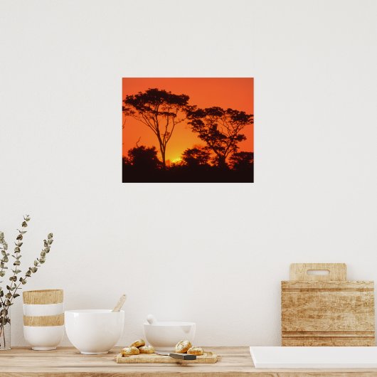Zuid-Afrika. Afrikaanse zonsondergang. Poster (Keuken)