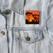 Zuid-Afrika. Afrikaanse zonsondergang. Vierkante Button 5,1 Cm (In situ)