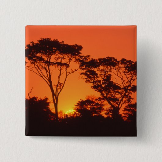 Zuid-Afrika. Afrikaanse zonsondergang. Vierkante Button 5,1 Cm (Voorkant)