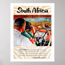 Zuid-Afrika, avontuur vanuit een autorit, vintage Poster