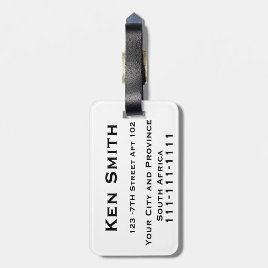 Zuid-Afrika Bagagelabel (Achterkant verticaal)