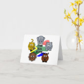 Zuid-Afrika Big Five Safari Animal Cartoon Design Kaart (Gele Bloem)