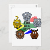 Zuid-Afrika Big Five Safari Dierlijke Cartoon Briefkaart (Voorkant / Achterkant)