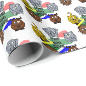 Zuid-Afrika Big Five Safari Dierlijke Cartoon Cadeaupapier (Rol Hoek)