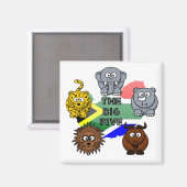 Zuid-Afrika Big Five Safari Dierlijke Cartoon Magneet (Voorkant / Achterkant)