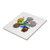 Zuid-Afrika Big Five Safari Dierlijke Cartoon Tegeltje (Zijkant)