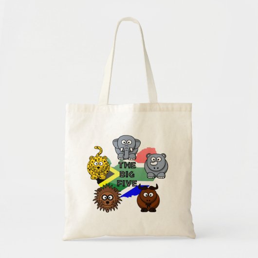 Zuid-Afrika Big Five Safari Dierlijke Cartoon Tote Bag (Voorkant)