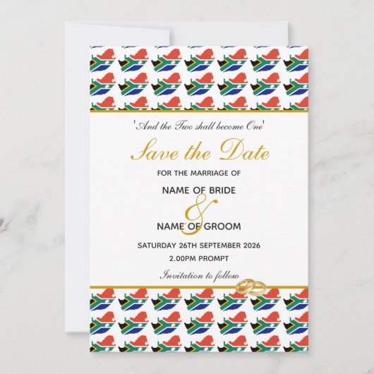 ZUID-AFRIKA Bijzondere viering van een christelijk Save The Date (Voorkant)