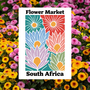 Zuid-Afrika Bloemenmarkt Kleurrijke Proteas Briefkaart