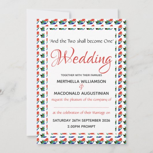 ZUID-AFRIKA bruiloft Kaart (Voorkant)