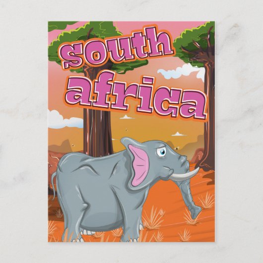 Zuid-Afrika Cartoon-reisposter Briefkaart (Voorkant)
