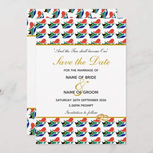 ZUID-AFRIKA Christelijke bruiloft Save The Date (Voorkant / Achterkant)