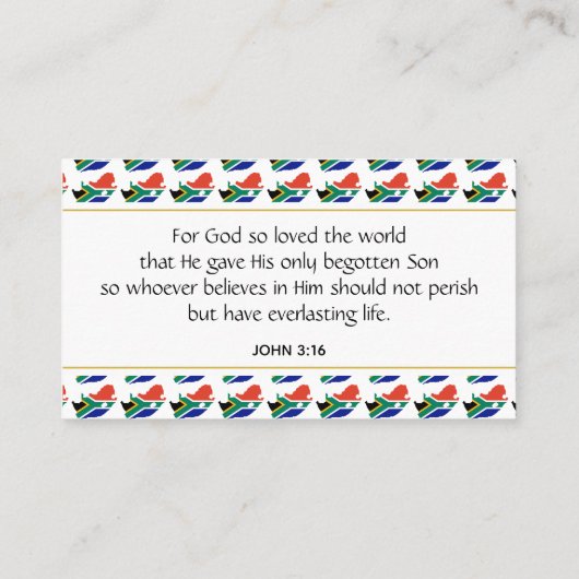 ZUID-AFRIKA Christelijke Schrift Johannes 3:16 Visitekaartje (Achterkant)