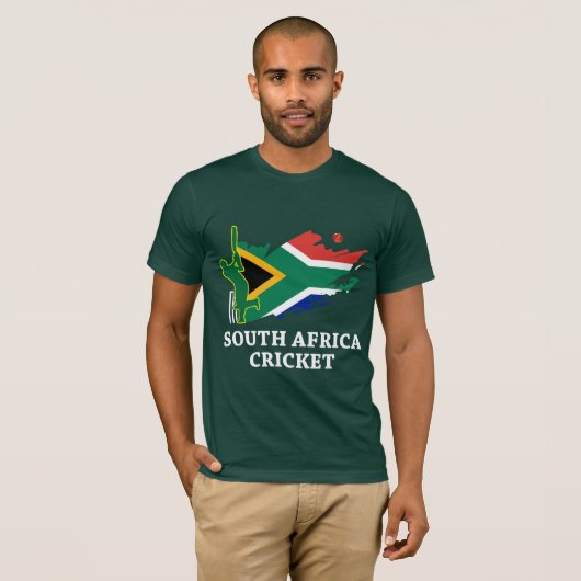 Zuid-Afrika Cricket Flag Brush Stroke Gift T-shirt (Voorkant volledig)