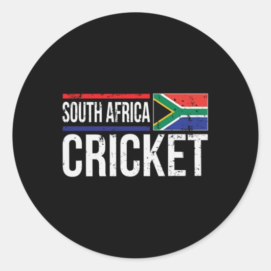 Zuid-Afrika Cricket Flag Jersey Wedstrijd Toernooi Ronde Sticker (Voorkant)