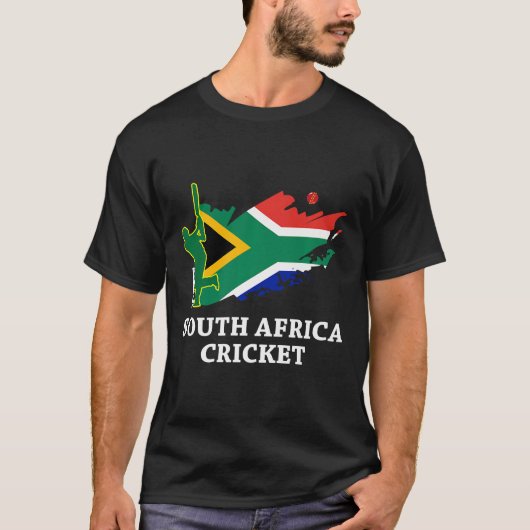 Zuid-Afrika Cricket Zuid-Afrikaanse vlagkleuren Pr T-shirt (Voorkant)