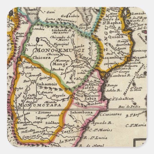 Zuid-Afrika en Magadascar Vierkante Sticker (Voorkant)