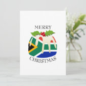 ZUID-AFRIKA | feestelijke pruimenpudding | Christm Feestdagenkaart (Staand voorkant)