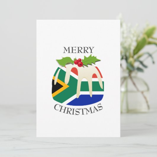 ZUID-AFRIKA | feestelijke pruimenpudding | Christm Feestdagenkaart (Staand voorkant)
