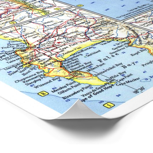 "Zuid-Afrika: Gedetailleerde kaart van 1962 ... Poster (Hoek)