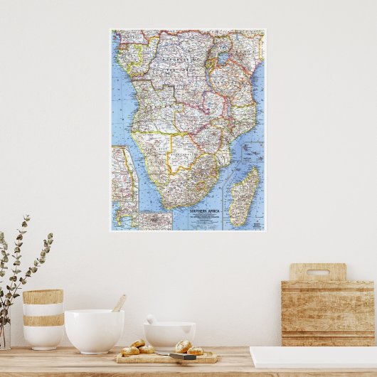 "Zuid-Afrika: Gedetailleerde kaart van 1962 ... Poster (Keuken)