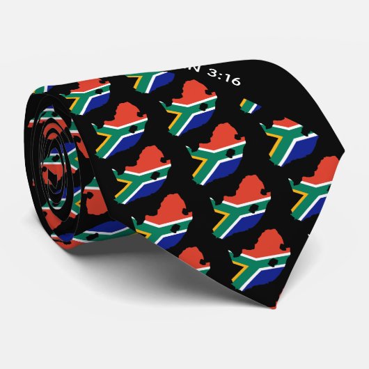 ZUID-AFRIKA Gepersonaliseerd Johannes 3:16 Zwart Stropdas (Opgerold)